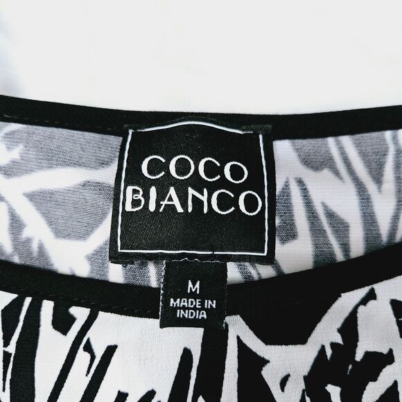 COCO Bianco Womens Blouse Multi-Color Size Medium Polyester Blend Flared Sleeve - Picture 6 of 12